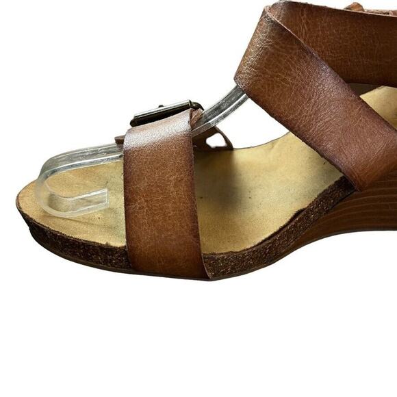 Crown Vintage Womens Stacked Wedge Strappy Sandals Brown Open Toe sz 9.5 - Picture 5 of 16